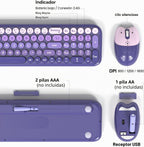 Combo de teclados inalámbricos y ratón, juego de teclado inalámbrico USB de 2.4 G, Negro Rosa-1