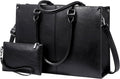 LOVEVOOK - Bolsa de mano para laptop para mujer, bolsa de trabajo profesional de 17.3 pulgadas con embrague a juego, bolsa de cuero vintage impermeable para computadora, oficina, viajes de negocios y uso diario, regalo para mujeres