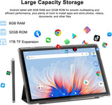 Tableta de 10 pulgadas Android 15 con funda, 6GB RAM+32GB ROM+1024G...
