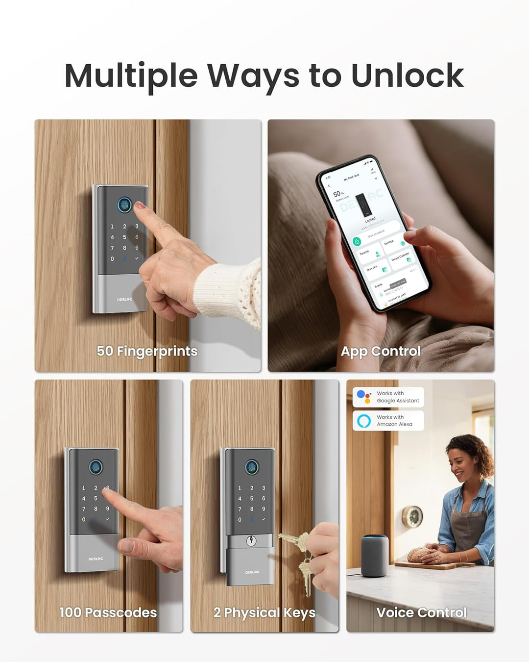 DESLOC Smart Lock K120 con huella digital GPT 3D, batería de 15,000...