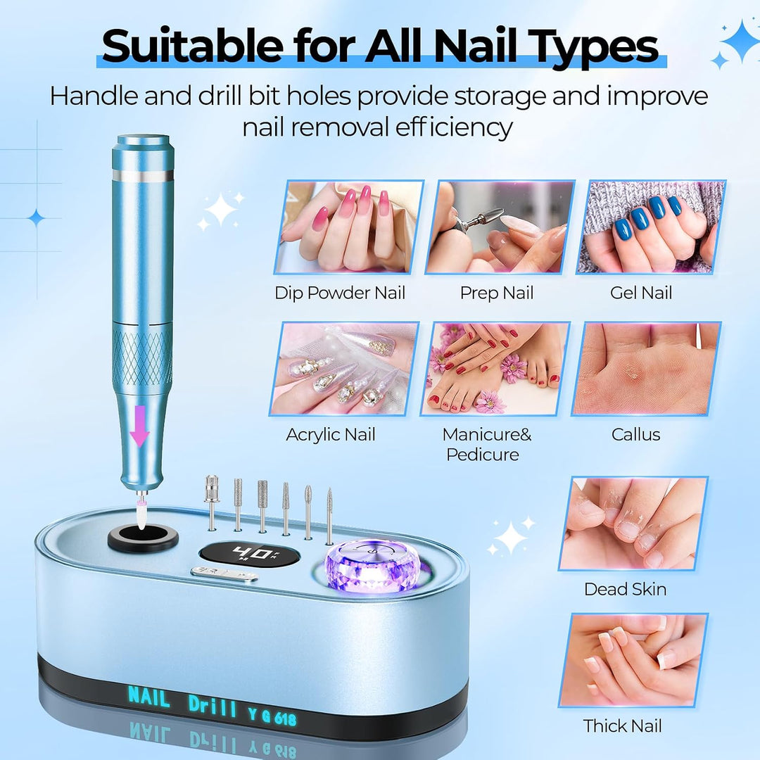 JOSGLOI Taladro de uñas eléctrico profesional: Kit de lima de uñas...