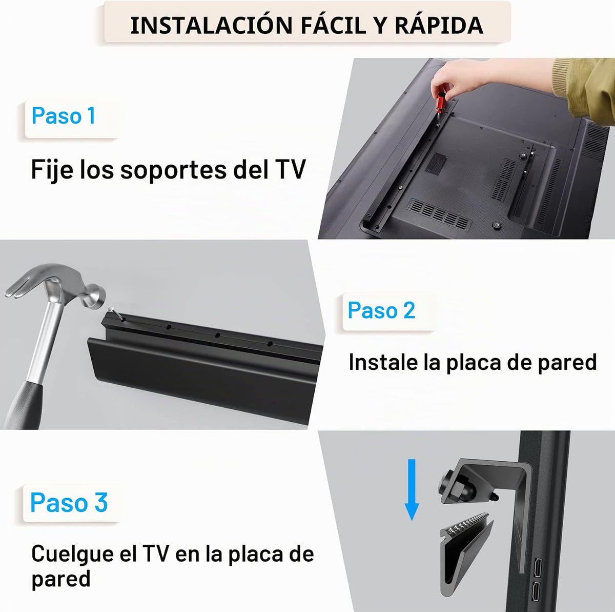 Soporte de pared para TV de 22 a 55 pulgadas de hasta 100 libras