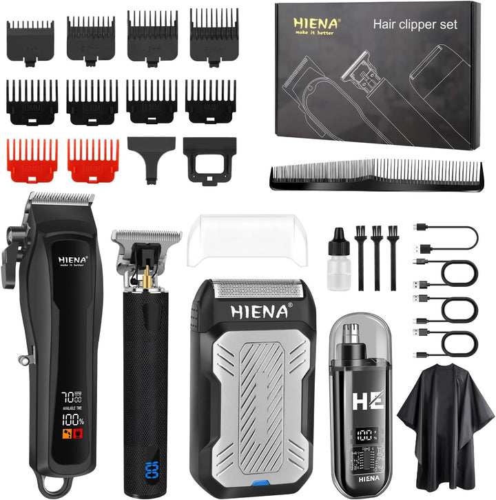 HIENA PRO - Cortadora de pelo inalámbrica para hombre, kit de peluq...