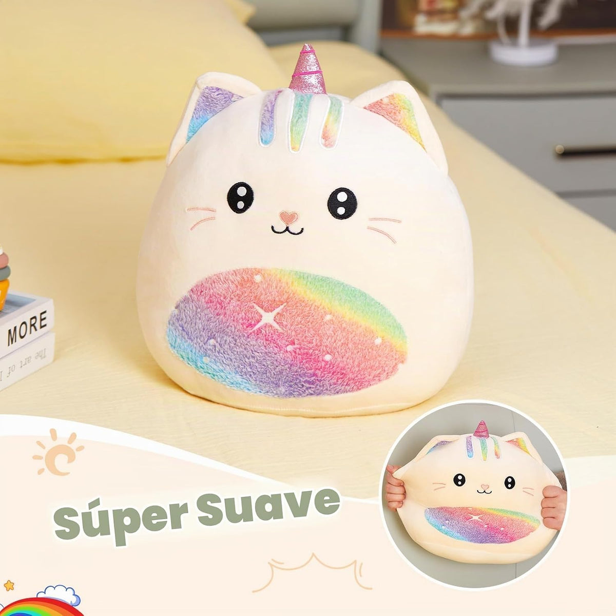 Athionsu - Almohada de peluche de unicornio de 14 pulgadas, suave