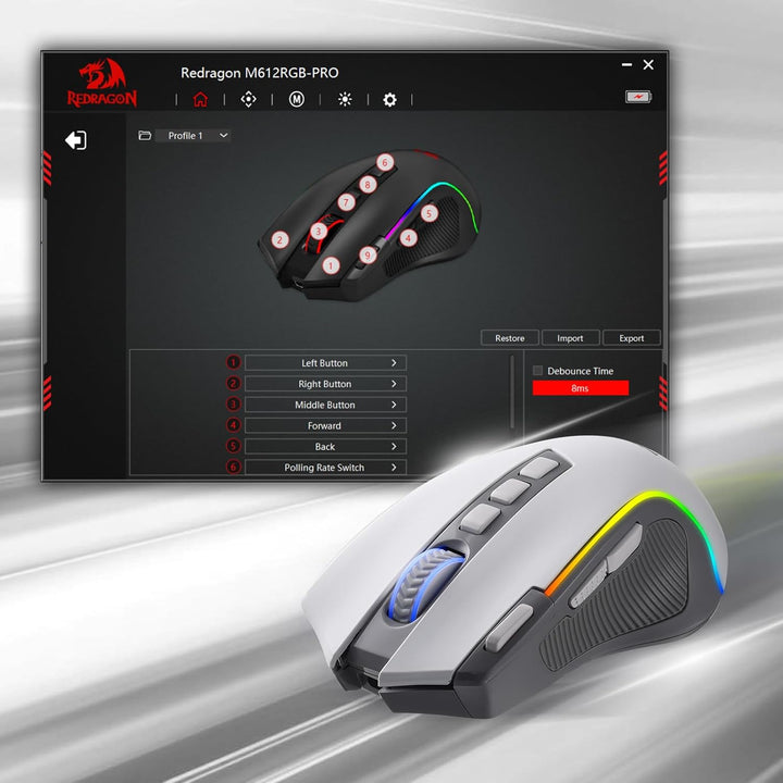 Redragon M612 PRO RGB Mouse para juegos, ratón óptico con cable\/in...