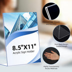 Paquete de 6 soportes acrílicos para letreros de 8.5 x 11 pulgadas, soportes de exhibición de plástico transparente para mesa, soportes acrílicos en forma de L para volantes, documentos