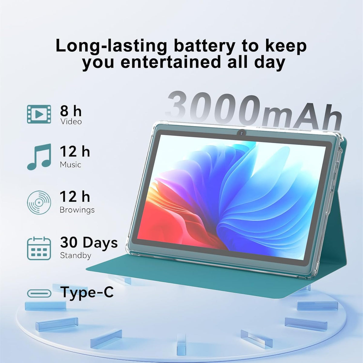 Tablet Android 14 de 7 pulgadas, pantalla táctil HD IPS de 7 pulgad...