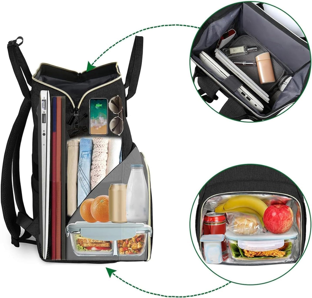 MATEIN - Mochila de almuerzo para mujer, mochila térmica aislada pa...