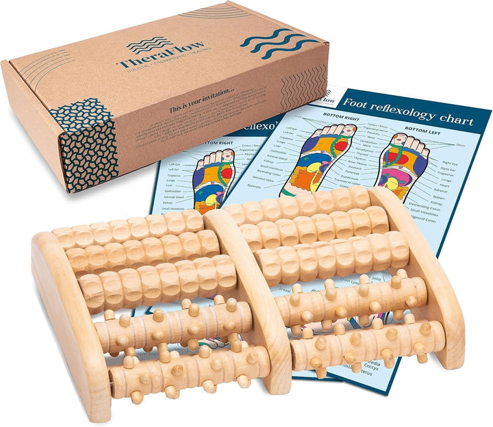 TheraFlow - Masajeador dual de rodillos para pies (XL) \u2013 Relaj...