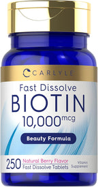 Carlyle Biotin 10000 mcg | 250 tabletas de rápida disolución