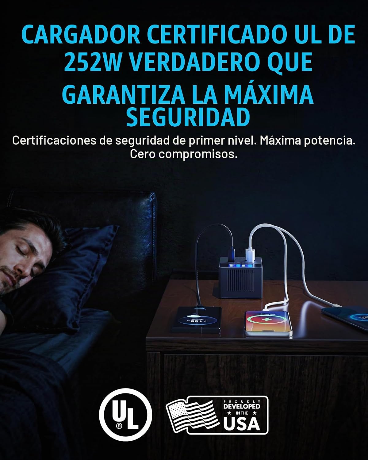 SABRENT Estación de carga VOLTIK, 252 W, 8 puertos USB C y USB A, pantalla