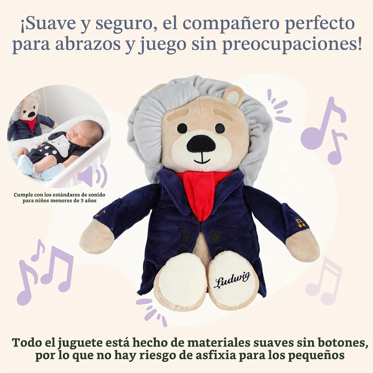 Ludwig Van Beethoven - Oso virtuoso, música clásica para bebés, juguete educativo para bebés, niños y adultos