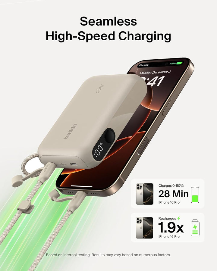 Belkin - Cargador portátil, banco de energía USB-C delgado de 10,00...