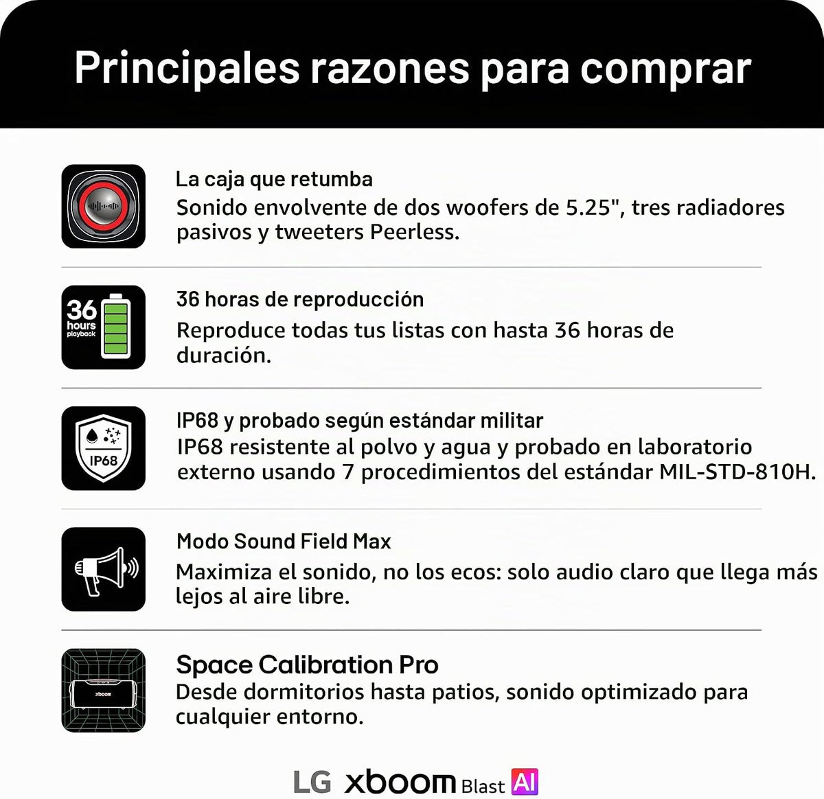 LG xboom Blast by will.i.am - Altavoz portátil con Bluetooth, color negro