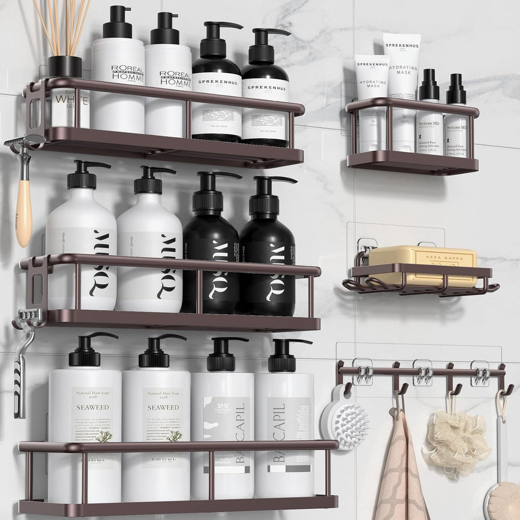 YASONIC - Organizador de ducha adhesivo, estantes de ducha inoxidables para