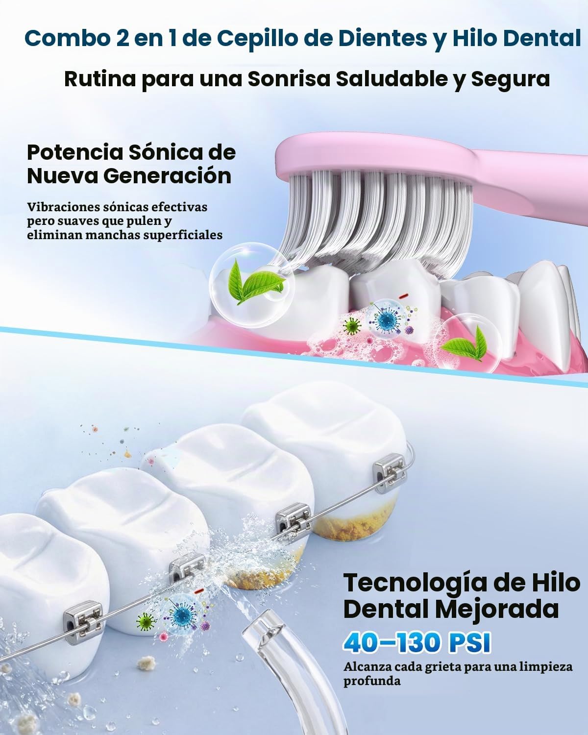 JTF Electric Toothbrush & Water Flosser Combo, 2-1 Portable Oral Clean Kit