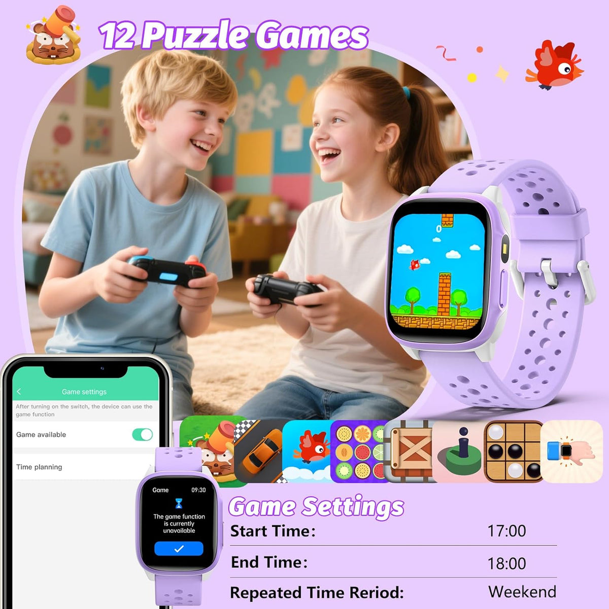 meoonley Reloj para niños con 140 modos deportivos, rastreador de fitness para niños de 1.5 pulgadas, reloj inteligente para niñas, no requiere aplicación/teléfono, monitor de sueño, frecuencia cardíaca, juegos de rompecabezas, impermeabilidad IP68