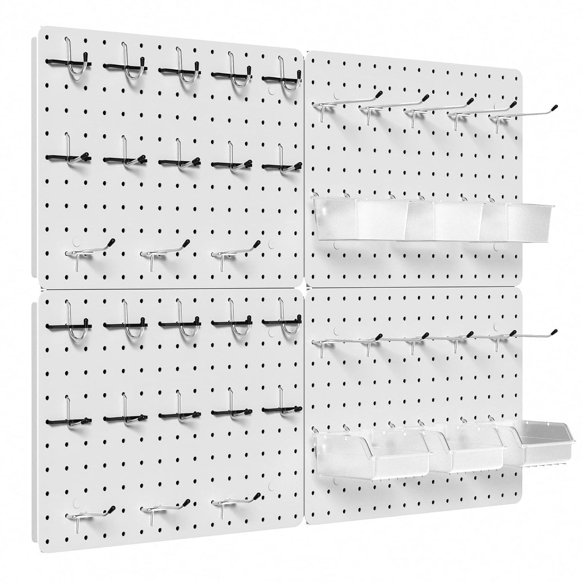 Kit organizador de tablero de clavijas, paquete de 4 paneles de metal de 12