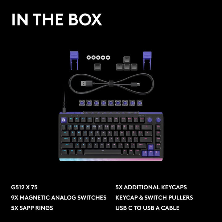 Logitech G 512 X 75 Dual SWAP, teclado analógico\/mecánico TMR inte...