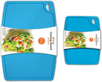 Juego de 2 tablas de cortar de silicona gruesa para cocina, juego de 2 tablas de cortar extra grandes de 14.6 x 10.43 pulgadas, mini ranura antideslizante de goteo profundo de 9.1 x 7.1