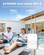 AX3000 Extensor WiFi 6 para exteriores, extensor de señal WiFi para exteriores, punto de acceso Gigabit inalámbrico, IP65, resistente a la intemperie, fuente de alimentación PoE, para Starlink, cámara
