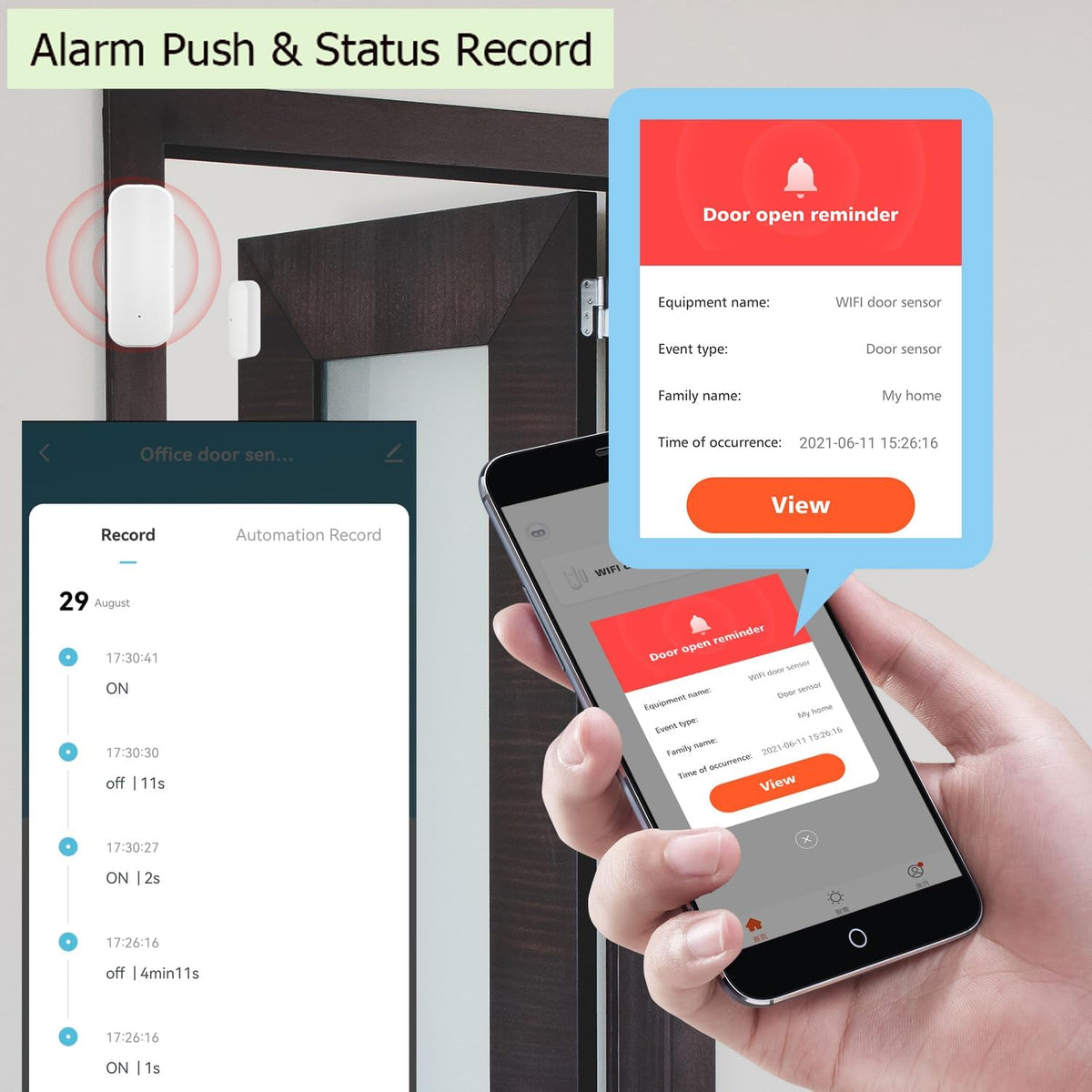 Sensor de puerta WiFi: sensor de ventana inalámbrico con alertas de aplicación, sensor de contacto inteligente Tuya para seguridad del hogar y automatización inteligente del hogar, no se requiere hub
