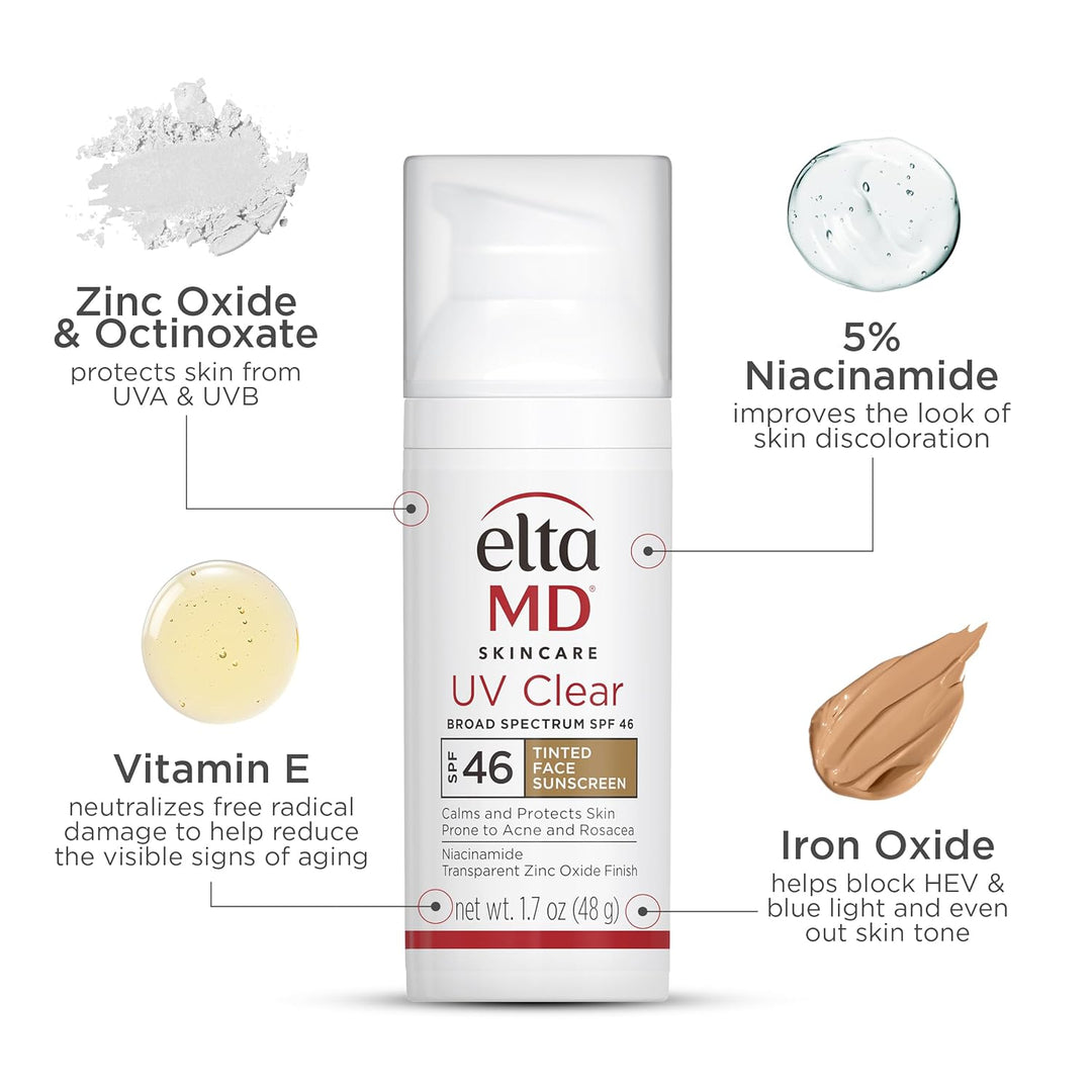 EltaMD UV Clear Face Sunscreen SPF 46, Oil-Free Sunscreen with Zinc...