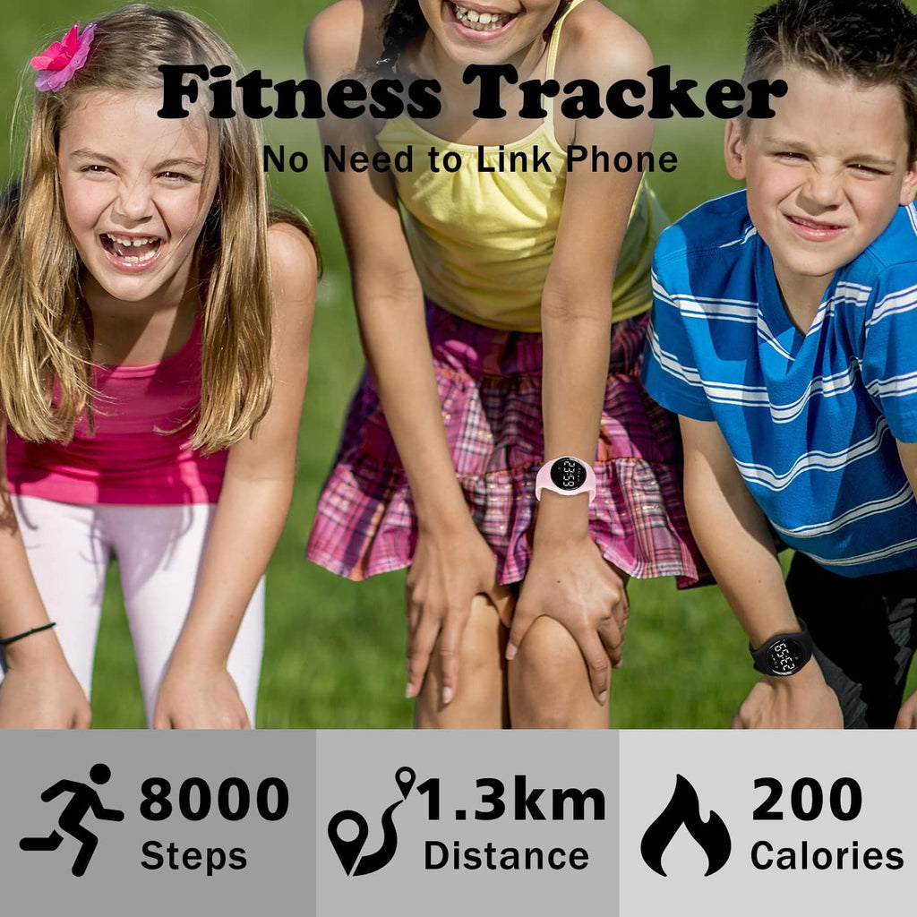 Relojes para niños y niñas, reloj deportivo digital con contador de pasos, podómetro, alarma de vibración, sin aplicación, impermeable, rastreador de fitness, reloj para niños, niñas, adolescentes
