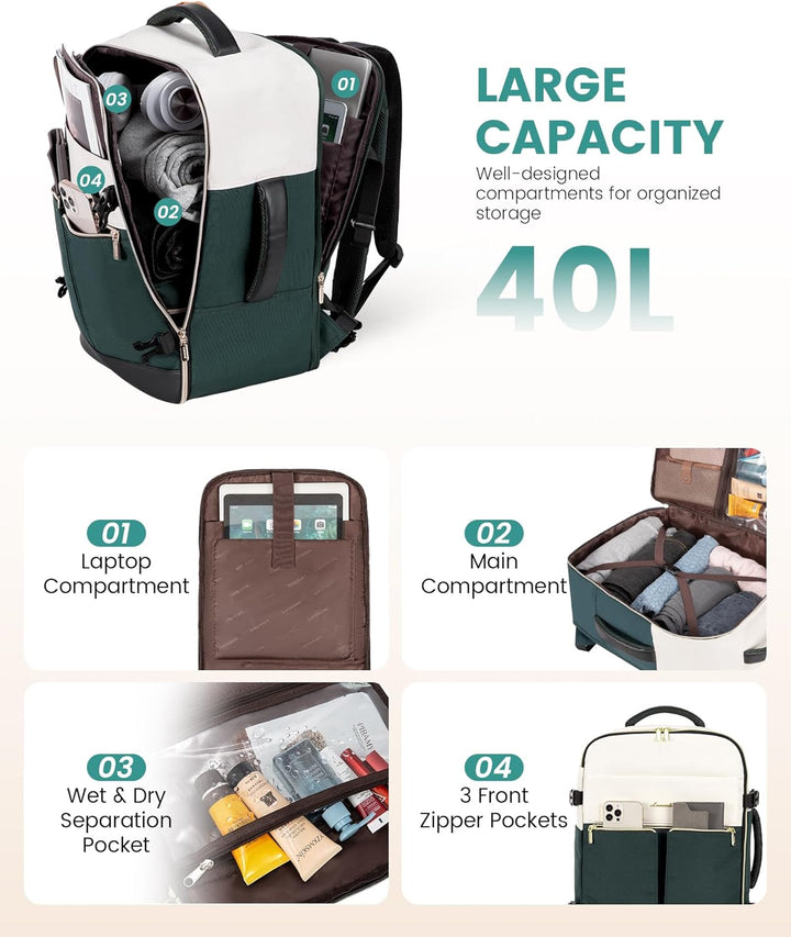 LOVEVOOK: mochila de transporte de 40L, mochila de viaje para mujer...