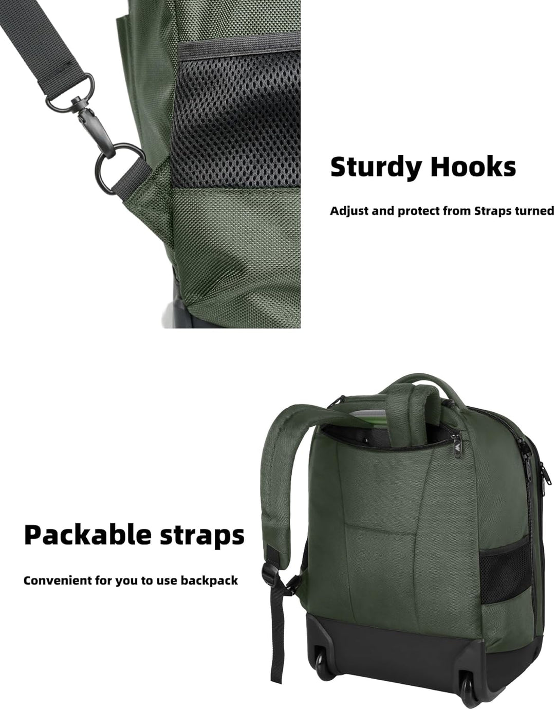 MATEIN Mochila con ruedas, mochila de viaje de 17 pulgadas para lap...