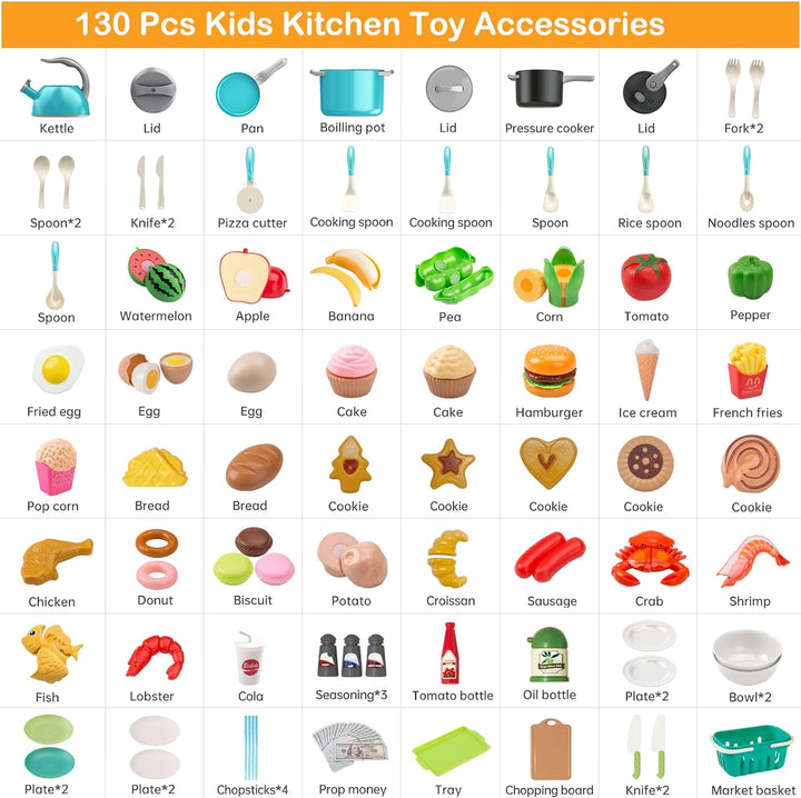 Juego de cocina de 130 piezas, ollas de juego de cocina para niños...