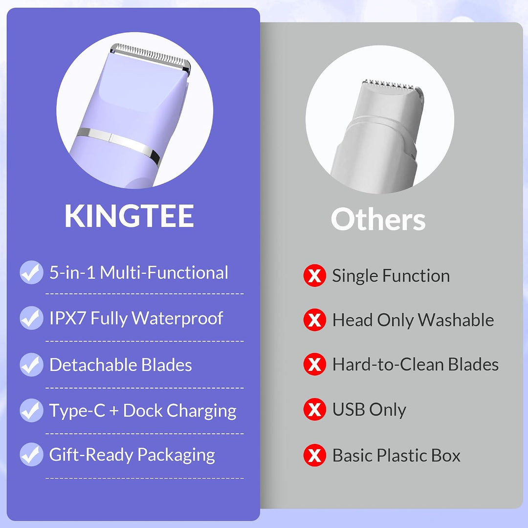 KINGTEE Recortadora de bikini eléctrica 5 en 1 para mujer, afeitado...