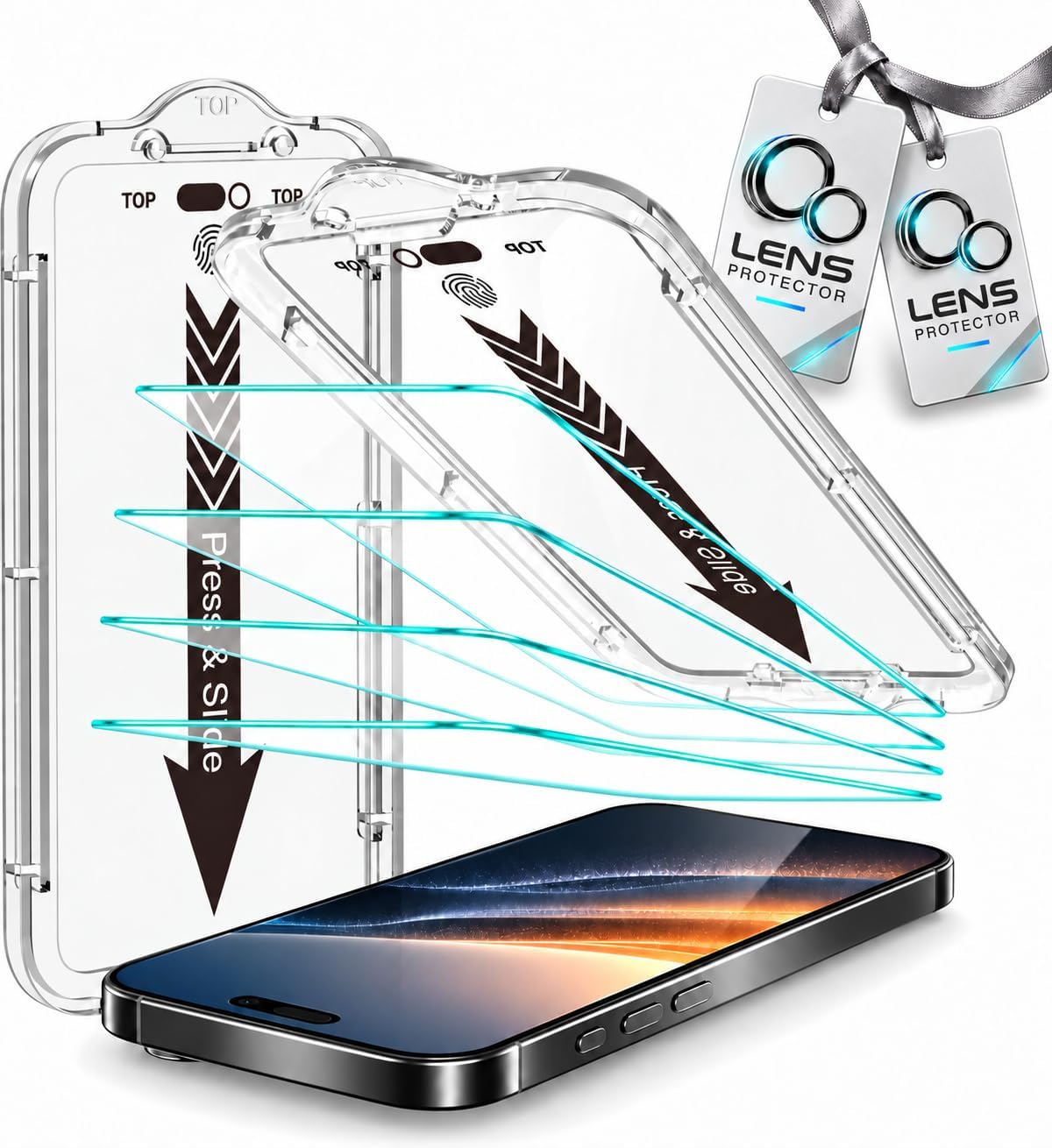 4+2 protectores de pantalla para iPhone 16 (6.1") HD transparente