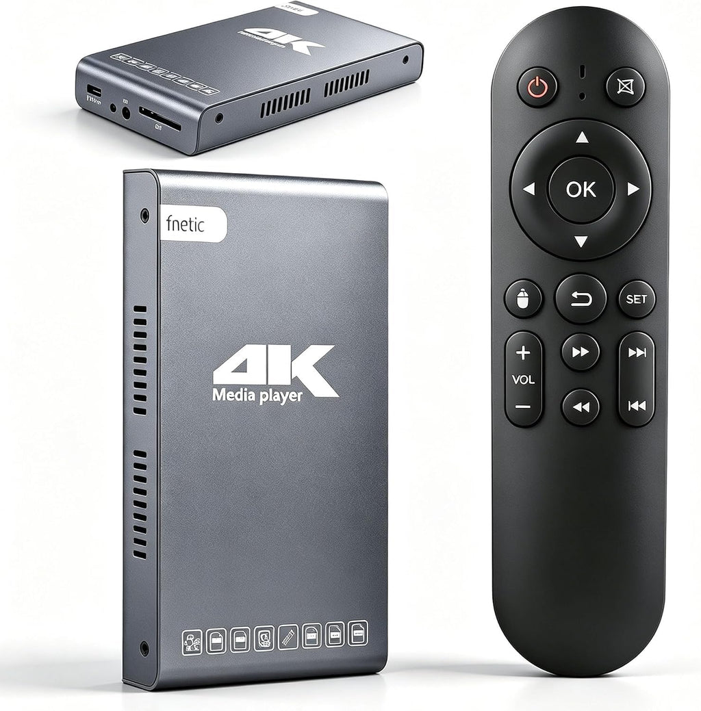 Reproductor multimedia digital Ultra HD 4K@60Hz y caja de disco duro 2 en 1