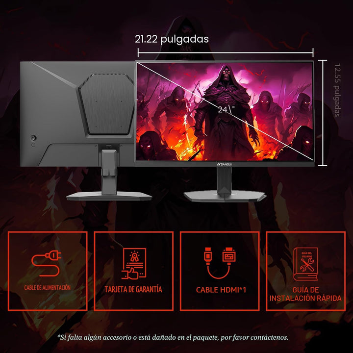 SANSUI - Monitor de juegos de 24 pulgadas 200Hz 180Hz 1Ms FreeSync...