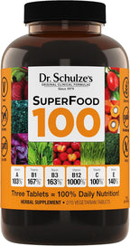 Dr. Schulze's SuperFood 100 tabletas multivitamínicas diarias, 90 unidades, Sin sabor, 270 unidades