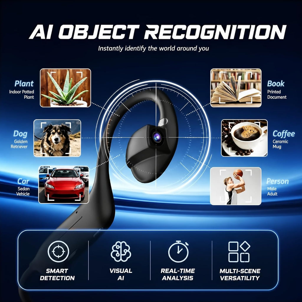 MONODEAL E12 Auriculares inteligentes de conducción ósea con cámara