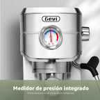 Gevi Máquina compacta de café expreso de 20 bar para el hogar, cafetera de