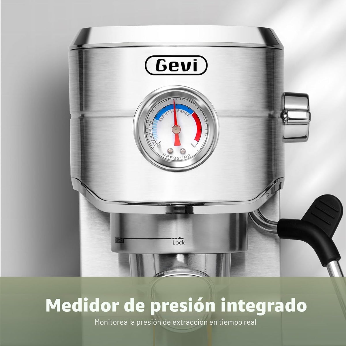 Gevi Máquina compacta de café expreso de 20 bar para el hogar, cafetera de