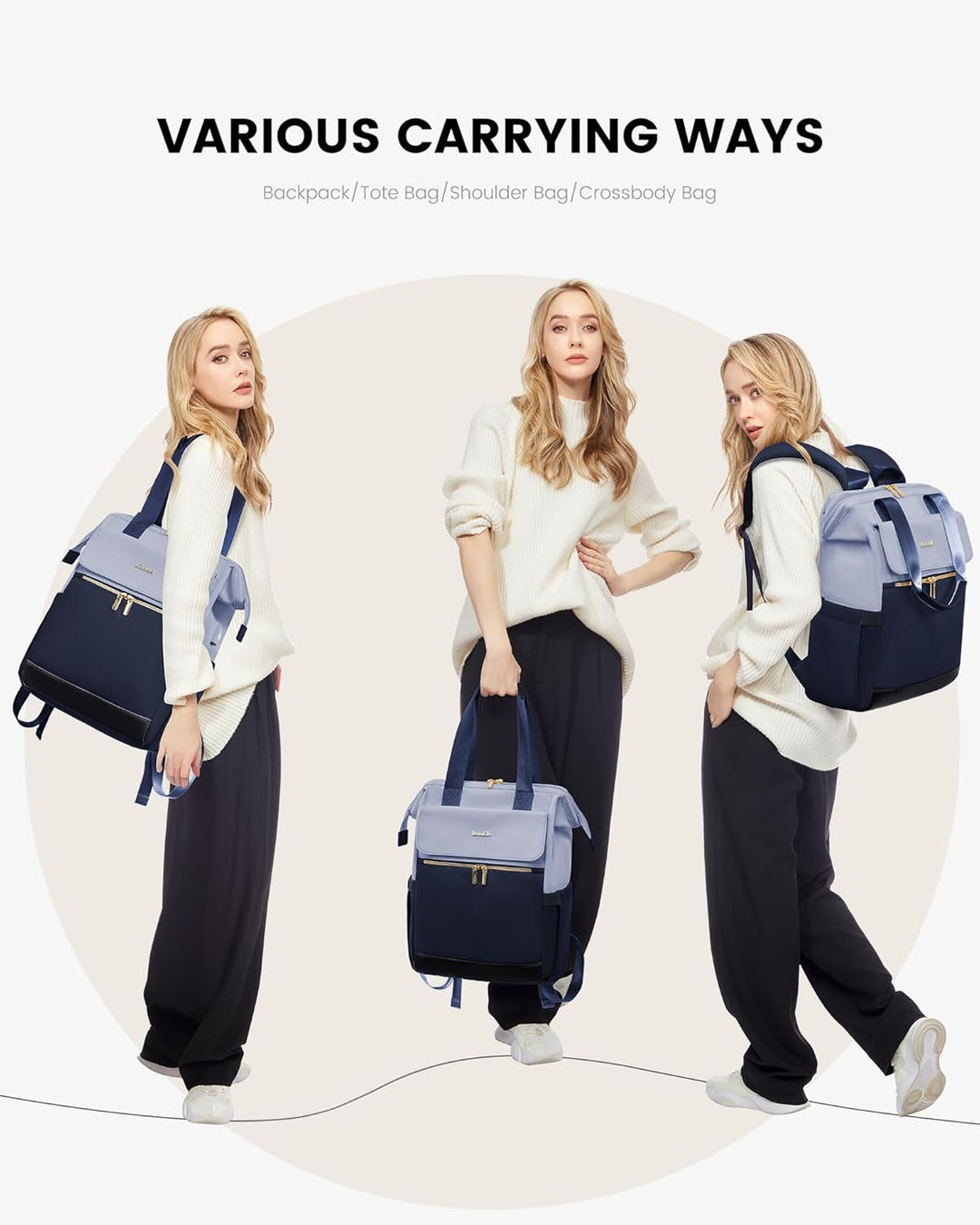 LOVEVOOK Mochila para laptop para mujer, mochila de trabajo convert...