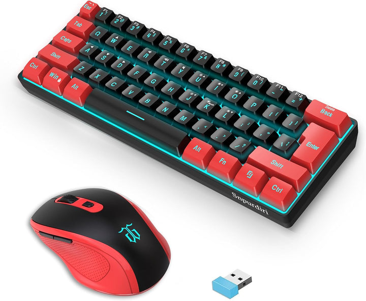 Snpurdiri Combo de teclado y ratón inalámbricos para juegos de 2.4G...