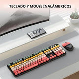 Teclado y ratón inalámbricos, MOFII 104 teclas redondas máquina de...