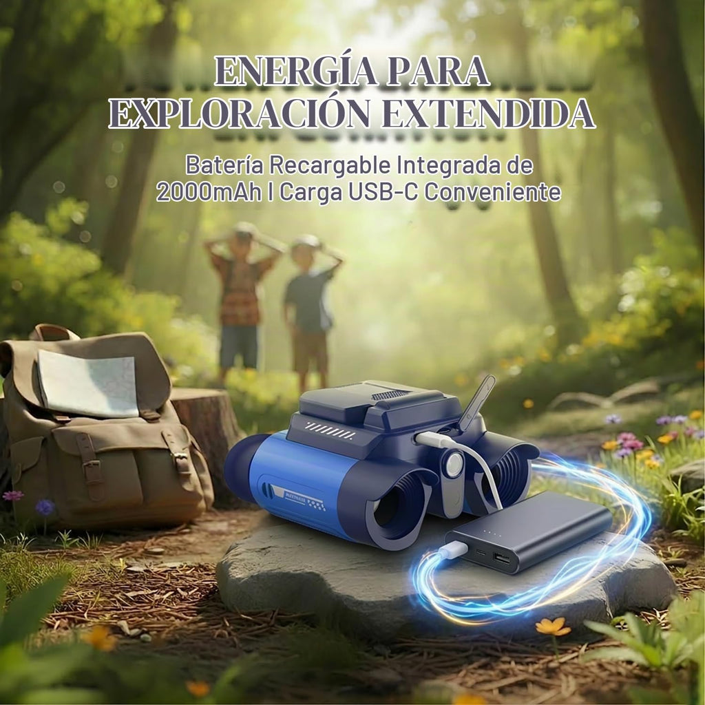 Binoculares para niños con cámara de visión nocturna, telescopio digital de aventuras con zoom 10X con pantalla IPS de 2.4 pulgadas, juguetes STEM Explorer Nature Explorer para observación de
