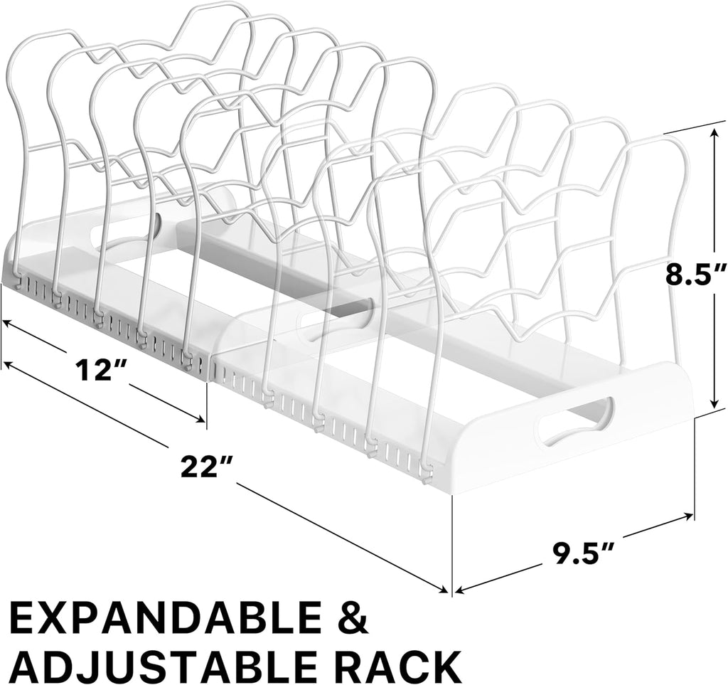 Simple Houseware Estante expandible para sartenes con 10 compartimentos