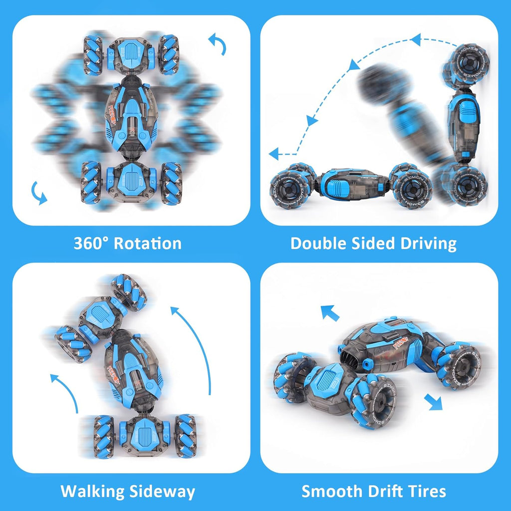 Auto de acrobacias RC con detección de gestos para niños, Azul Gris Profundo