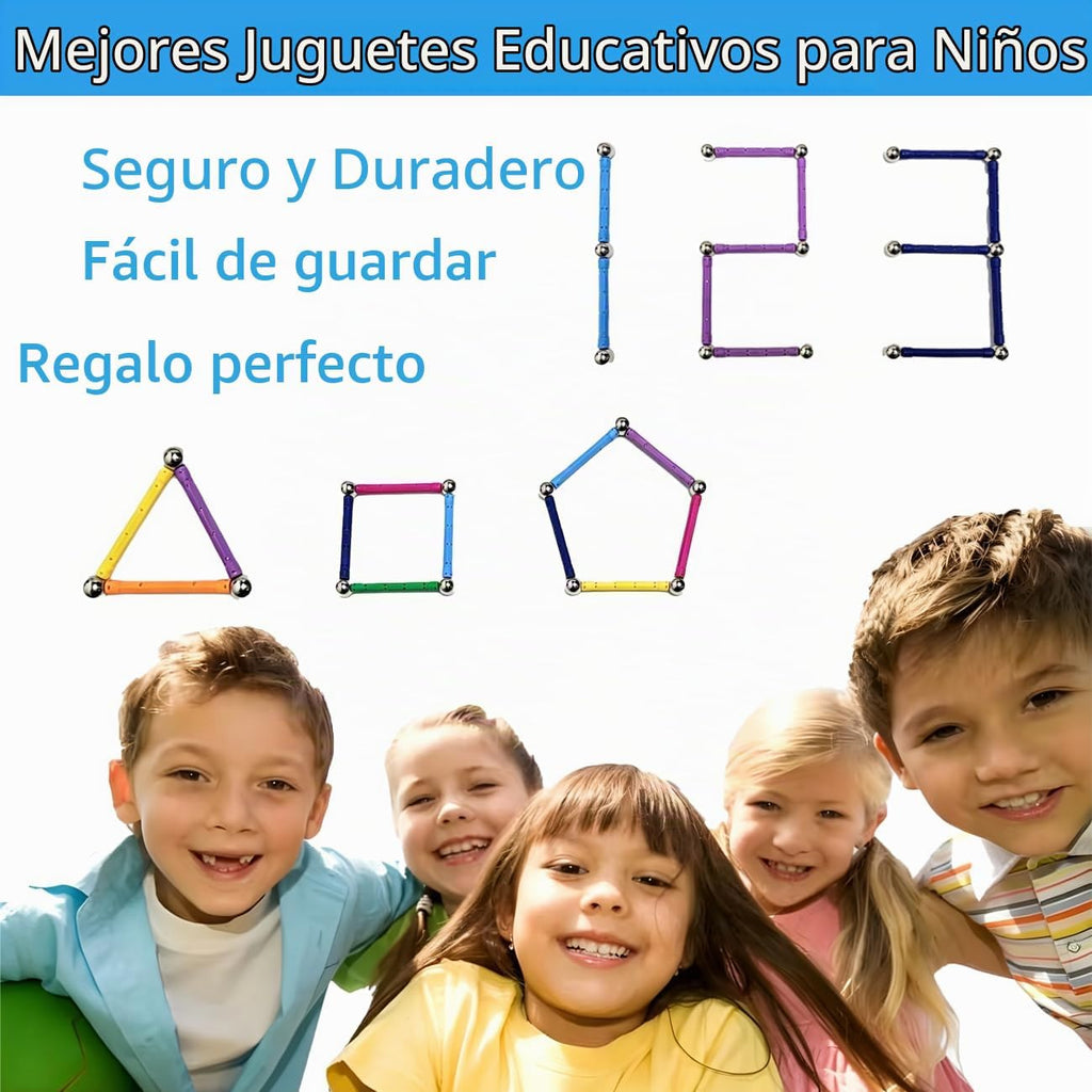 Juego de 155 bloques de construcción magnéticos, varillas magnéticas de 2.3 pulgadas y bolas no magnéticas, juguete de construcción STEM 3D para niños adultos, cumpleaños educativo de padres e