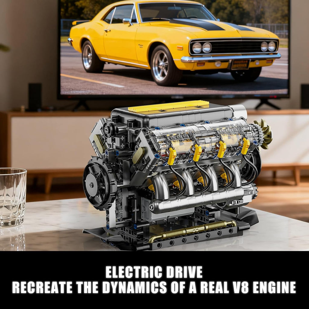 V8 Kit de modelo de motor que funciona, juego de bloques de construcción visibles para adultos, compatible con Lego, juguete educativo STEM de ciencia física para adolescentes y niños mayores de 14 años (905 piezas)