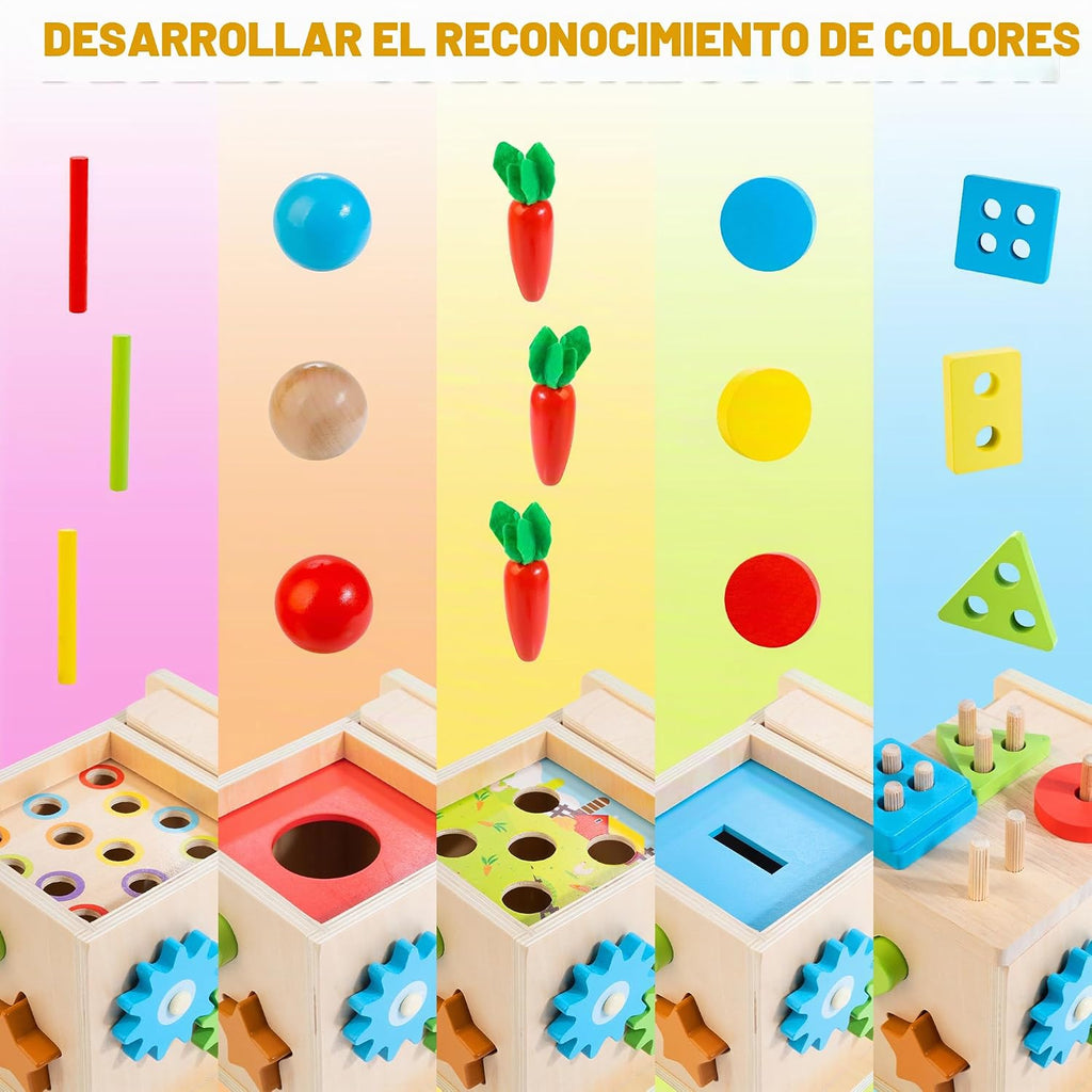 Kizfarm Kit educativo de madera 8 en 1, juguetes Montessori para niños de 1