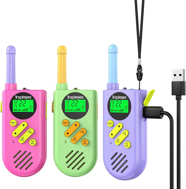Inspireyes Walkie Talkies para niños recargables, juguetes para niñ...