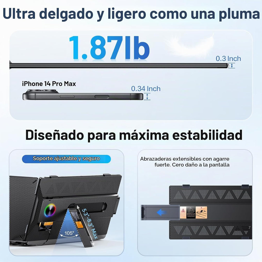 Anyking Extensor de pantalla para laptop, monitor portátil FHD 1080...